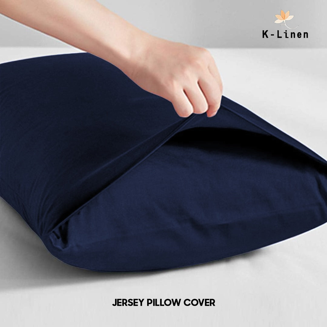 pair of jersey pillow cover navy blue 1 pillow cover.
