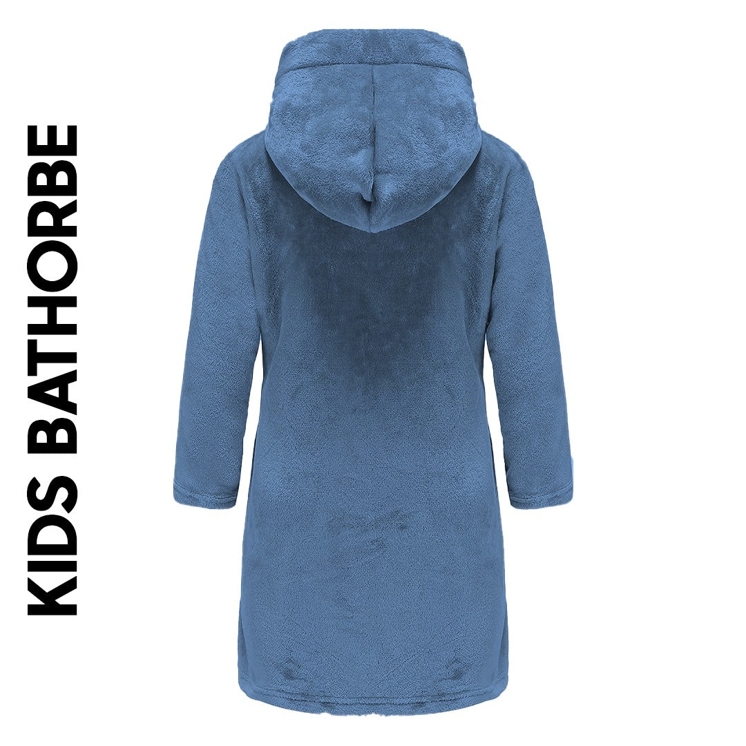 Kids Velour Bathrobe Grey