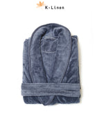 warm fleece plush bathrobe grey
