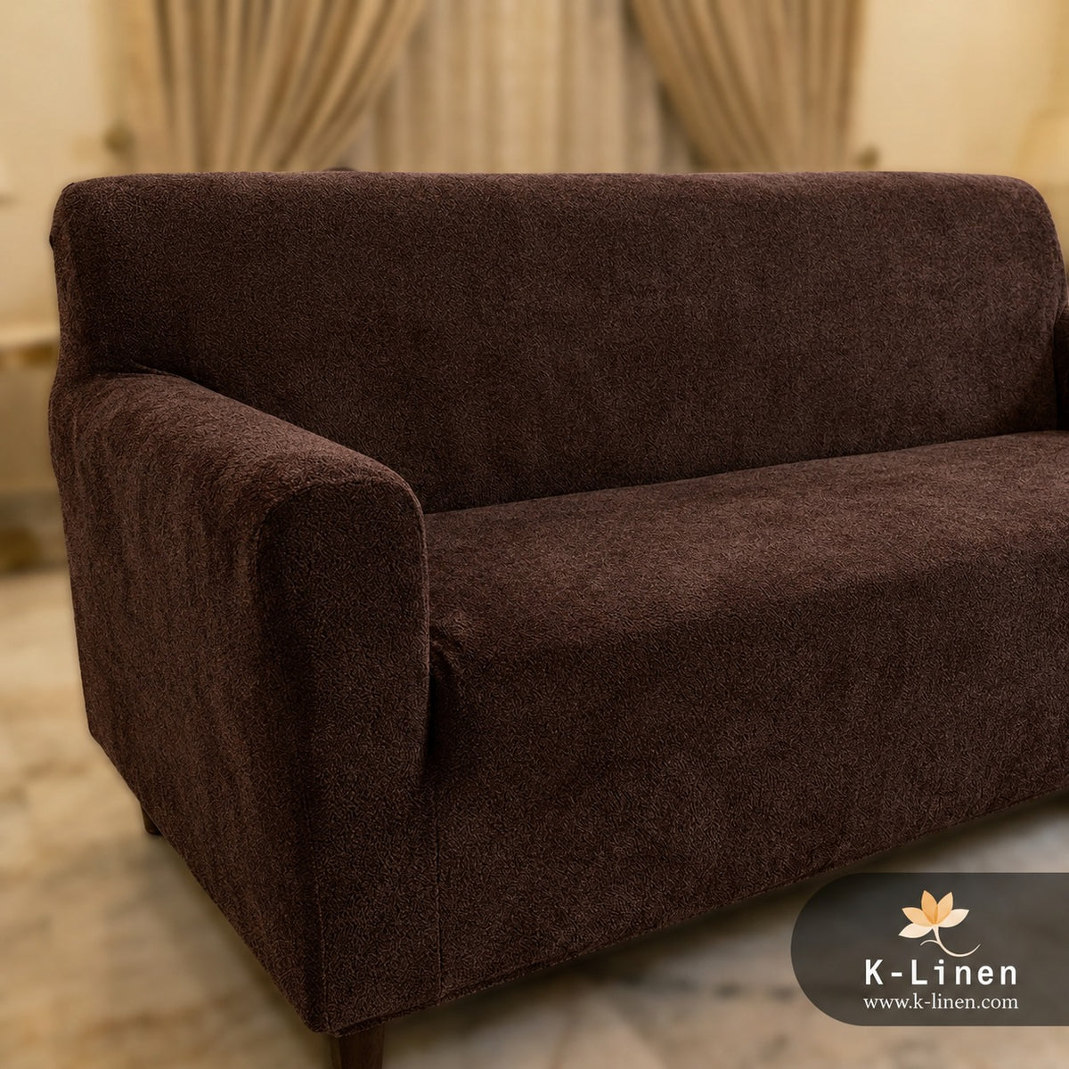 Premium Velvet Terry Sofa Cover - Dark Brown
