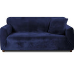 velvet plush sofa cover navyblue sofa cover.