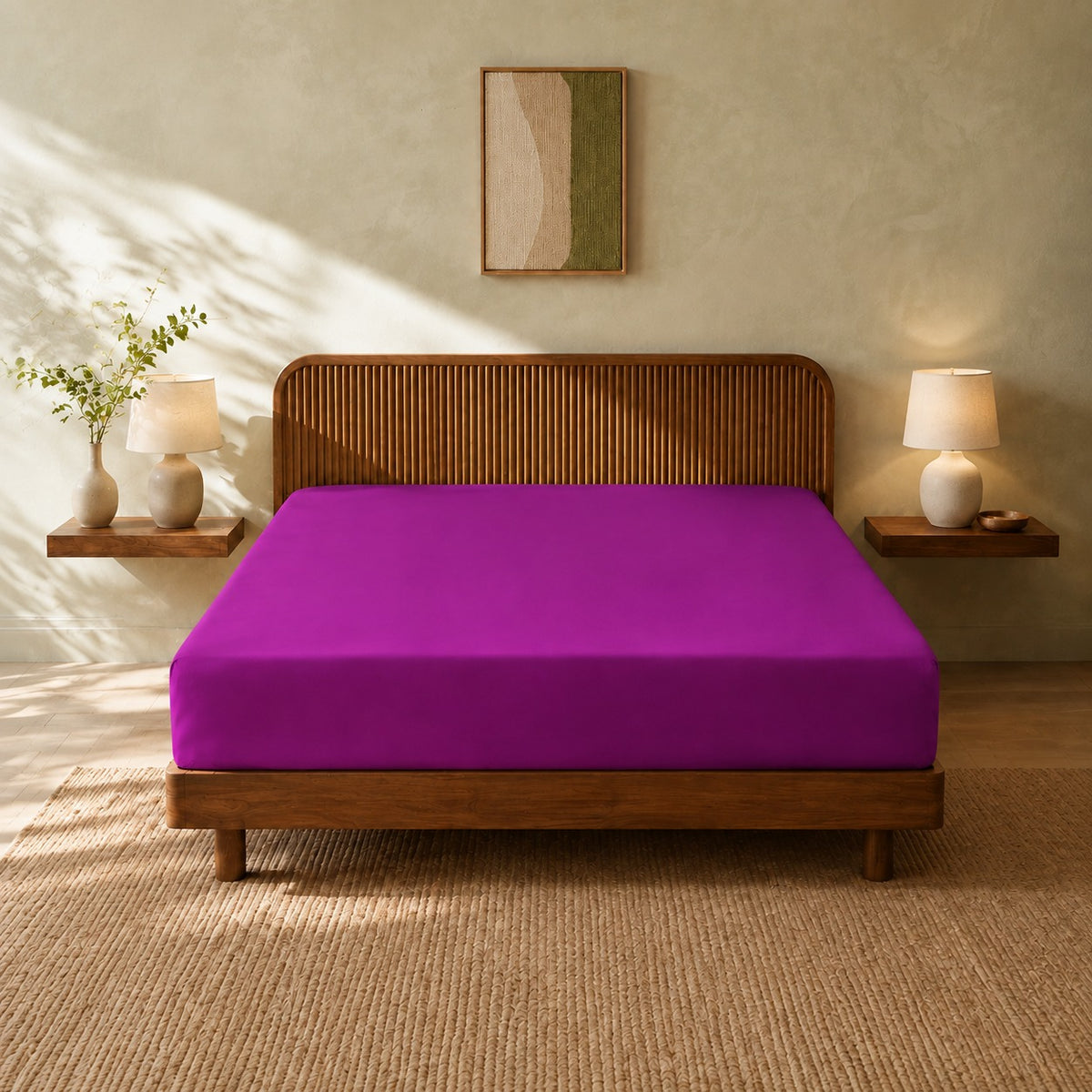 Jersey Bed Fitted Sheet - Purple