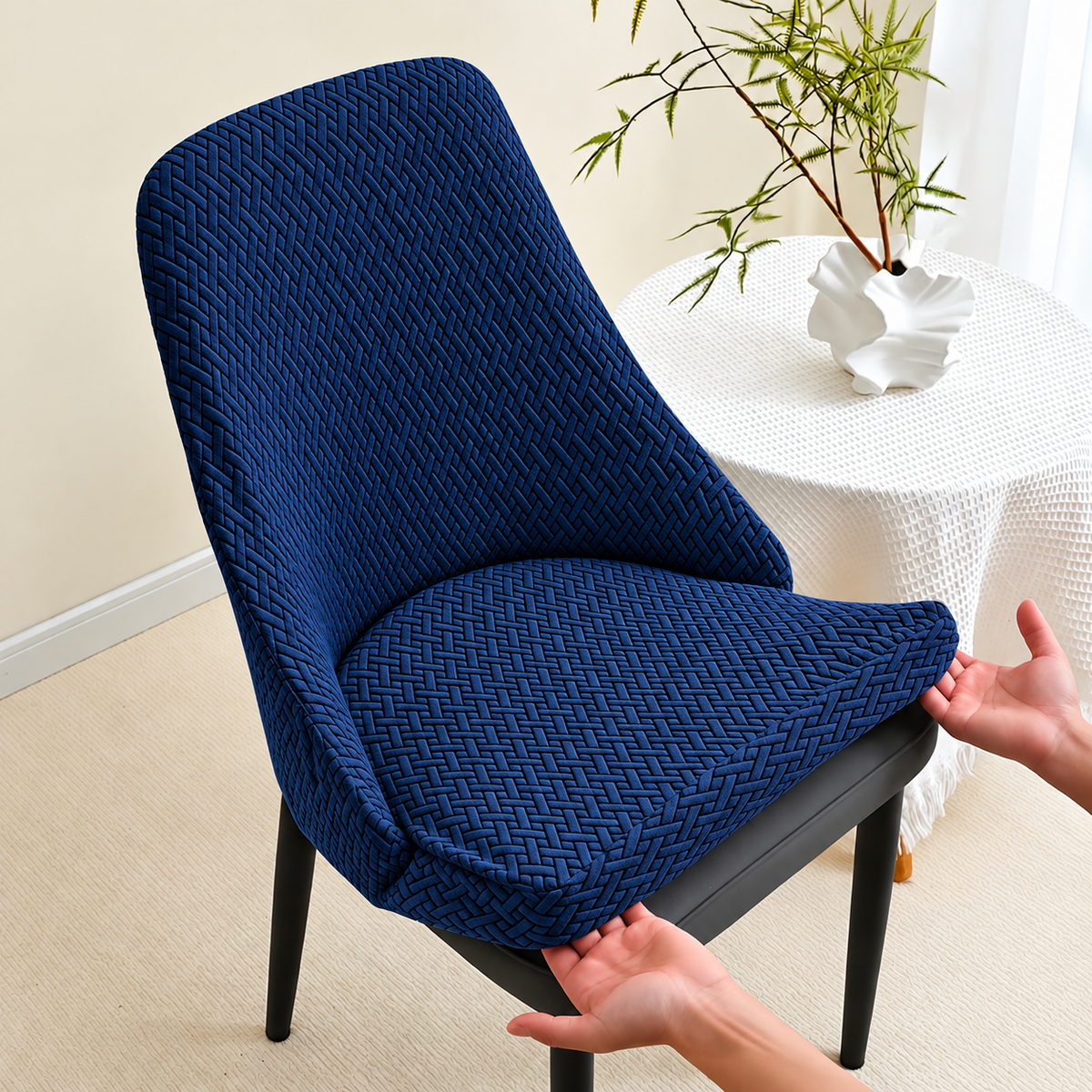 Stripe Jacquard Turkish Chair Cover - Blue