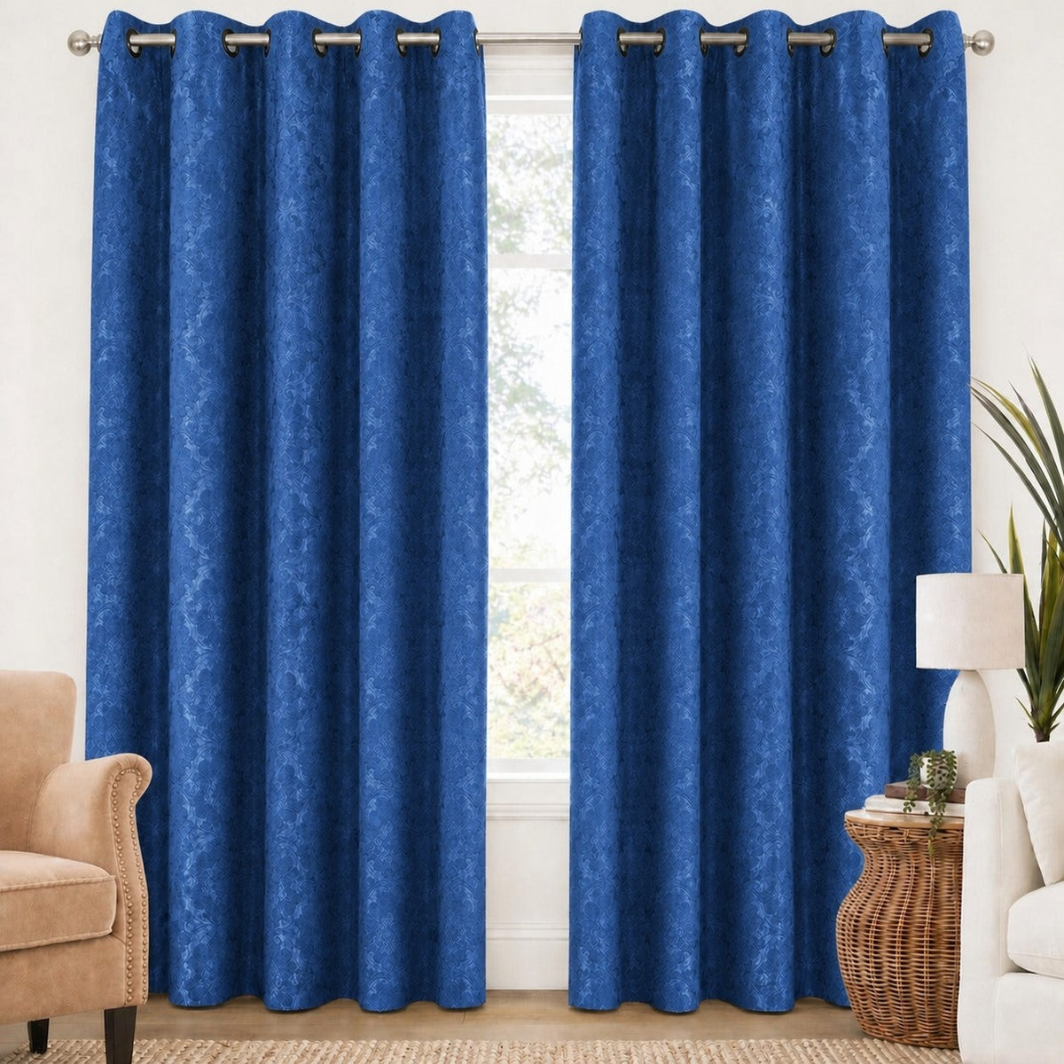 Jacquard Curtains - Blue