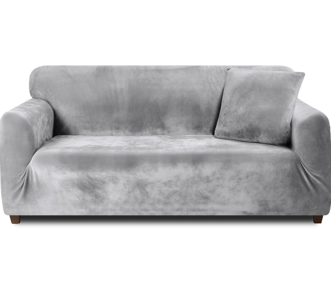 velvet plush sofa cover grey 1 sofa cover.