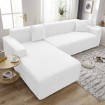 Stripe Jacquard L Shape Sofa Cover - White