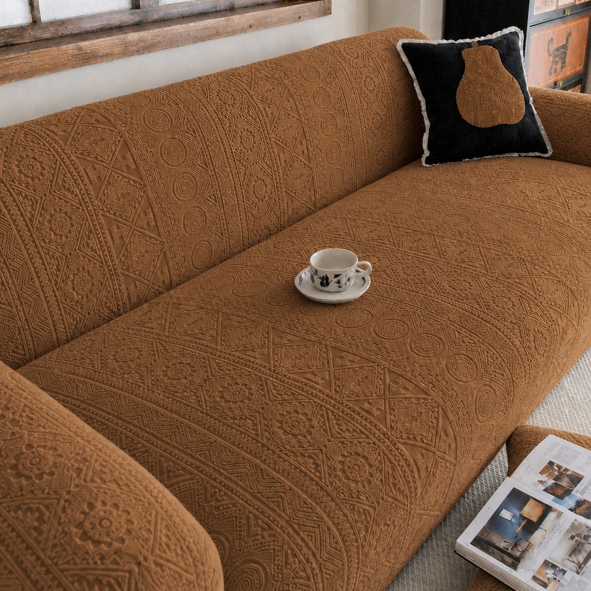 Bohemian Sofa Cover - Camel Brown