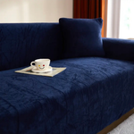 Modern Velvet Plush Sofa Cover - Navy Blue