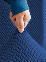 stripe jacquard sofa cover navy blue sofa cover.