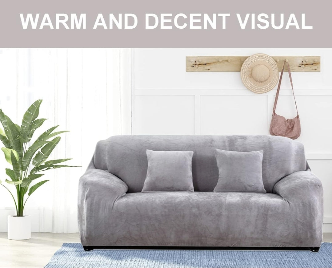 velvet plush sofa cover grey 1 sofa cover.