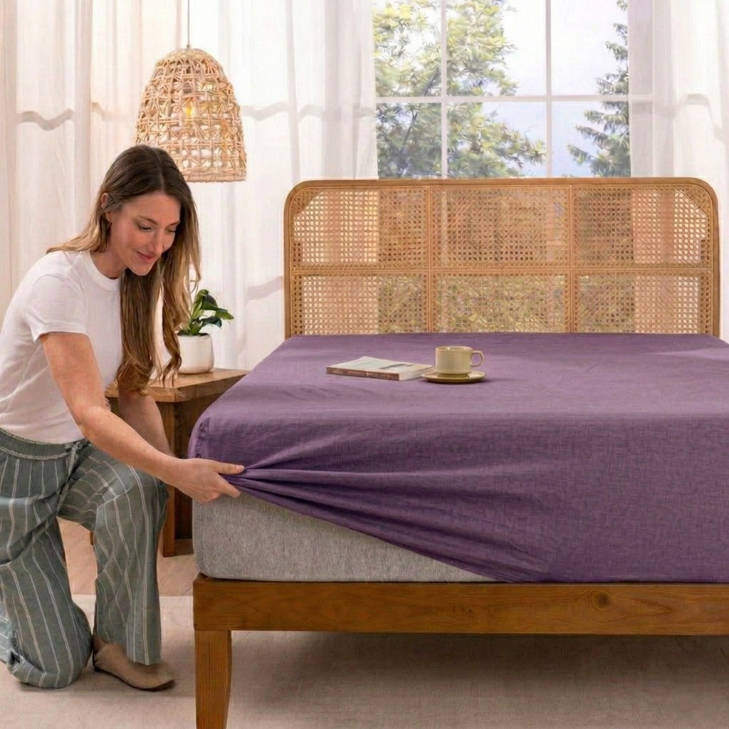 Jersey Bed Fitted Sheet - Purple