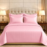 Cotton Sateen Stripe Duvet Sheet Set - Baby Pink