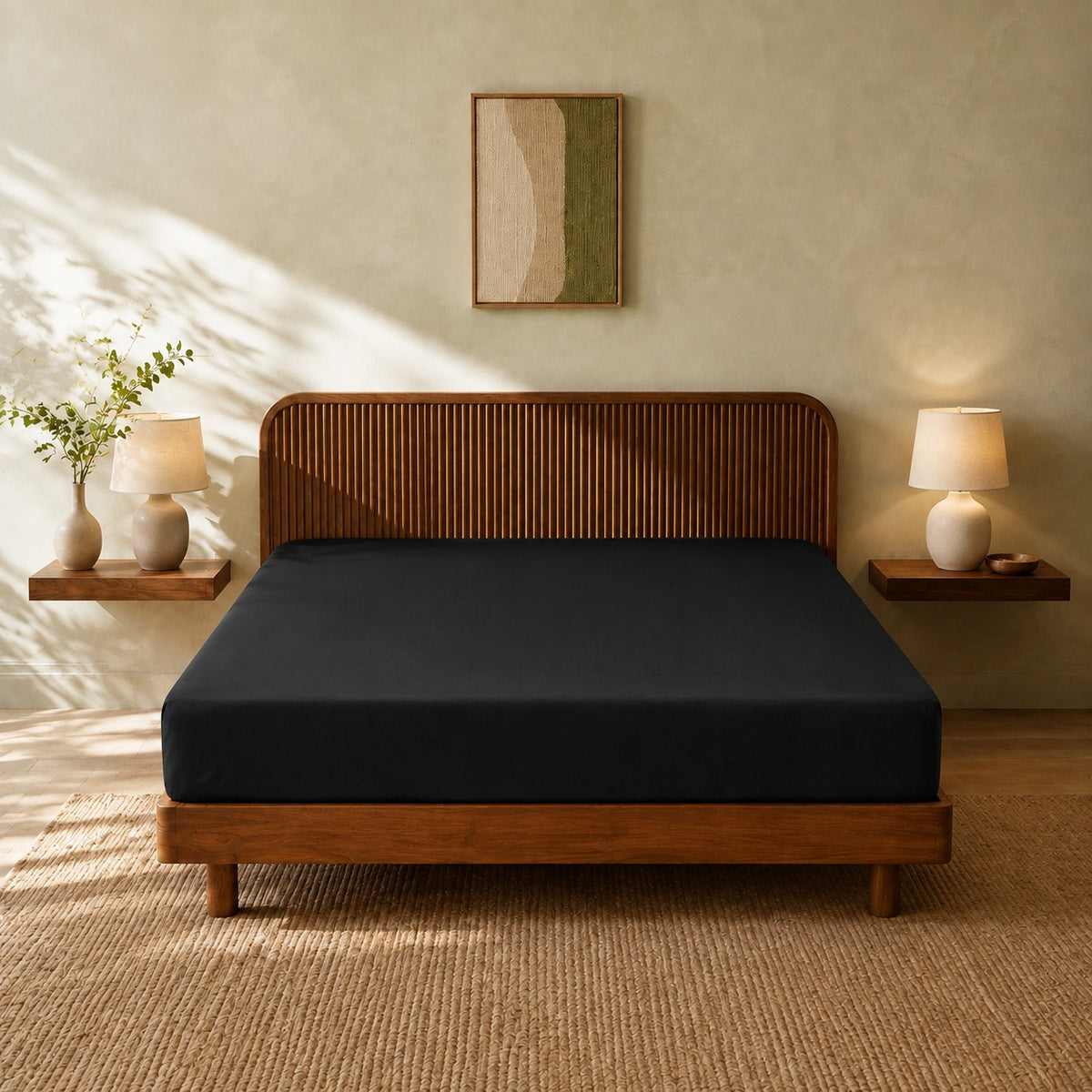 Jersey Bed Fitted Sheet- Black
