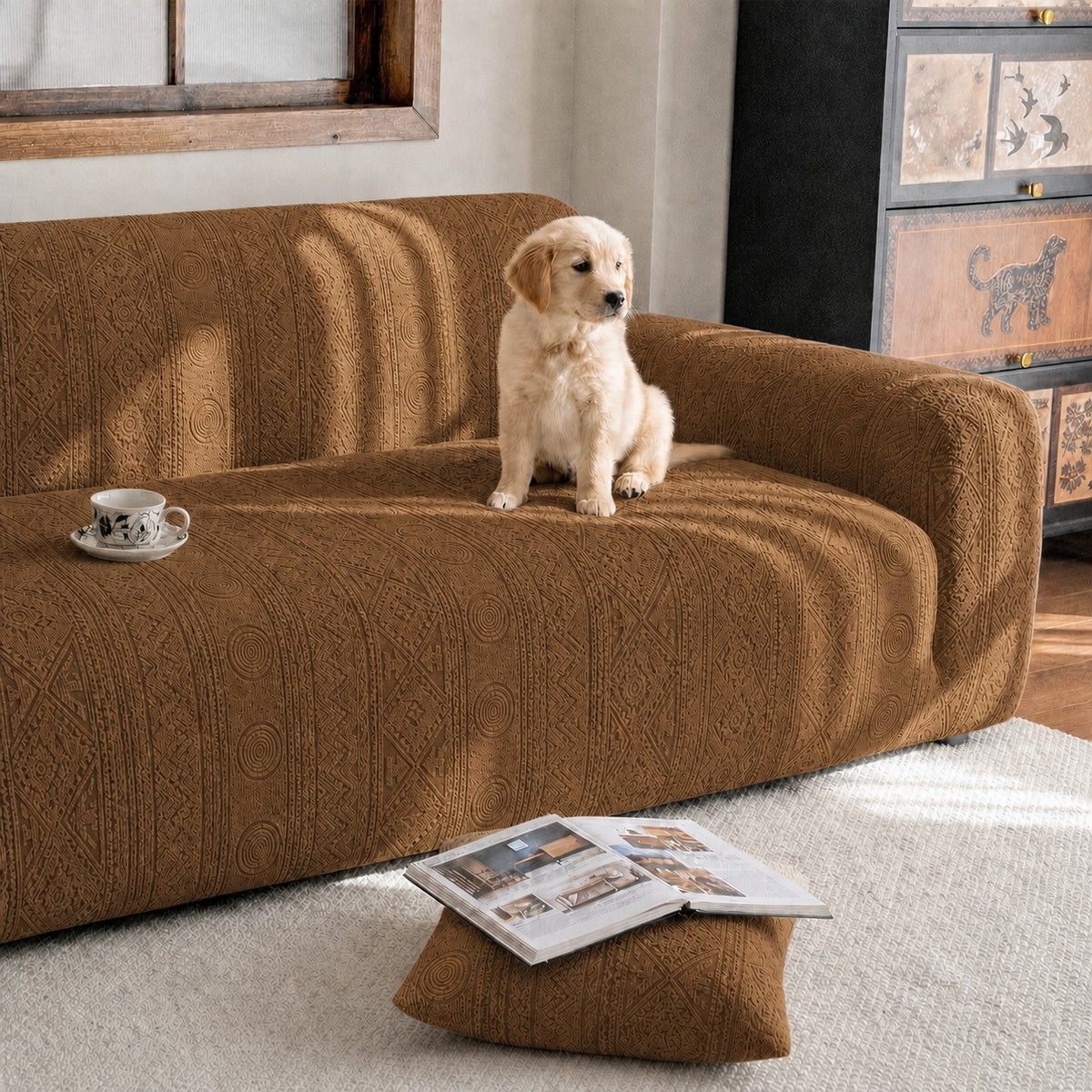 Bohemian Sofa Cover - Camel Brown