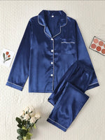 silk loungewear suit blue suit.