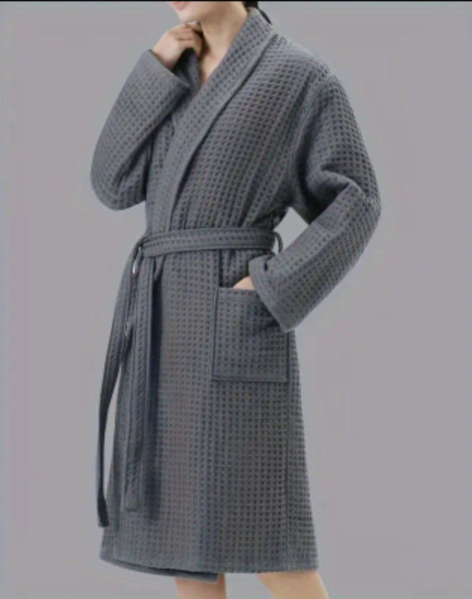 waffle bathrobe grey
