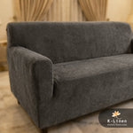 Premium Velvet Terry Sofa Cover - Grey