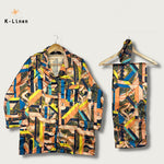 women silk loungewear suite mosaic suit.