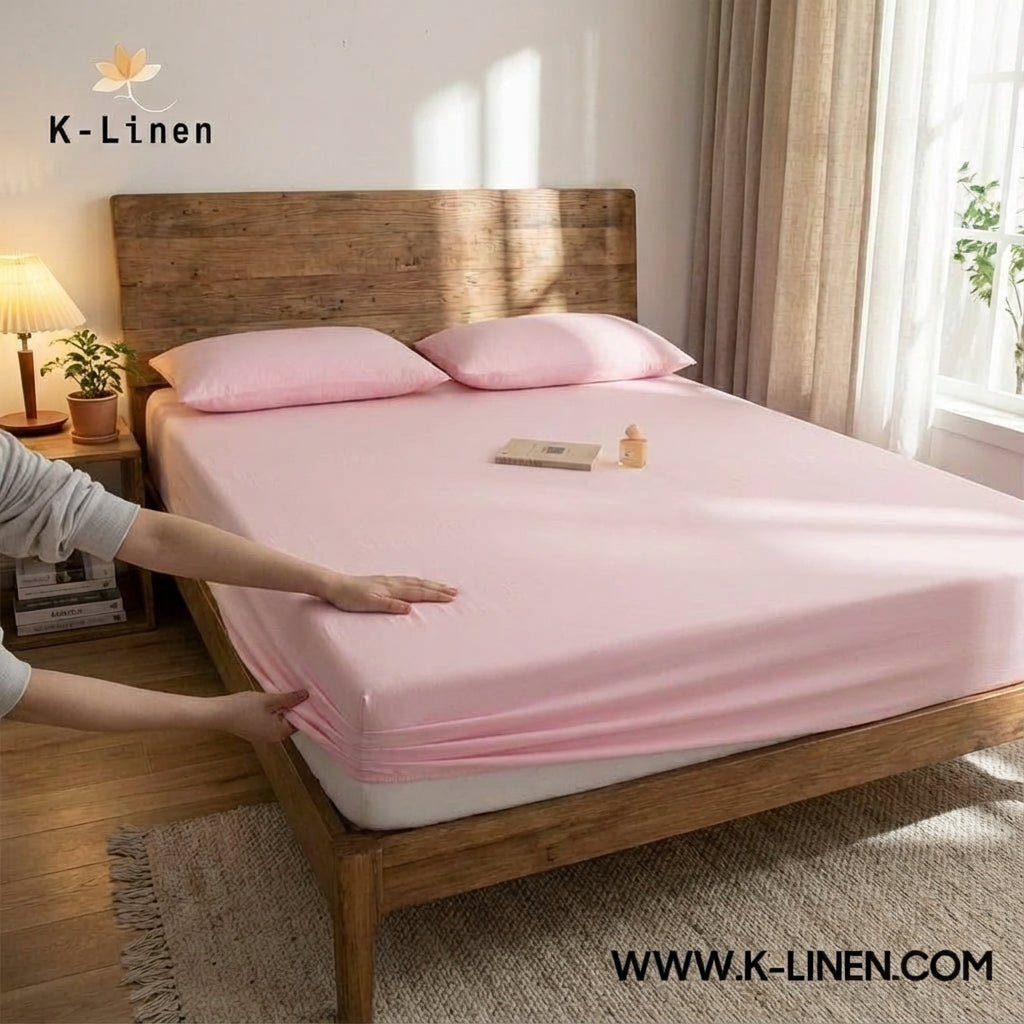 Jersey Bed Fitted Sheet - Pink