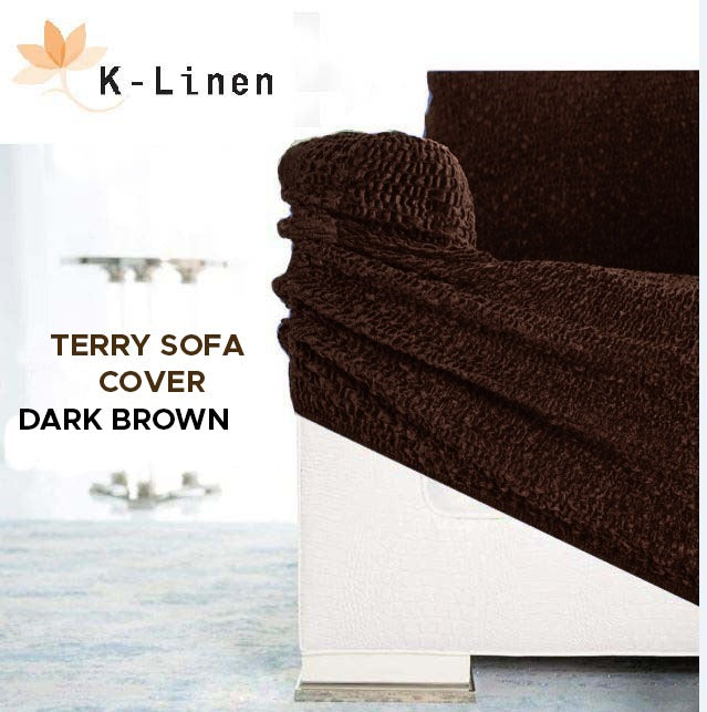 Premium Terry Sofa Cover - Dark Brown