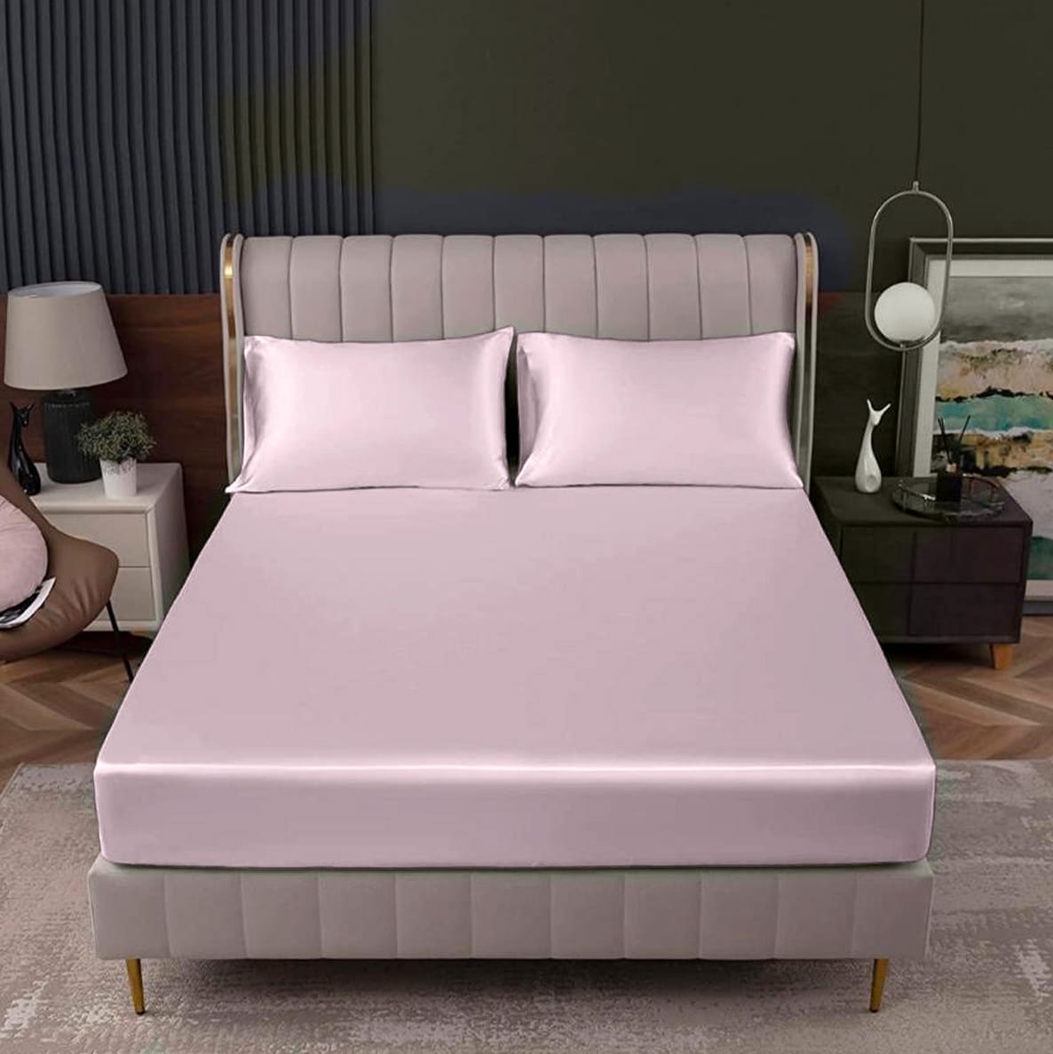 copy of satin silk fitted sheet pink