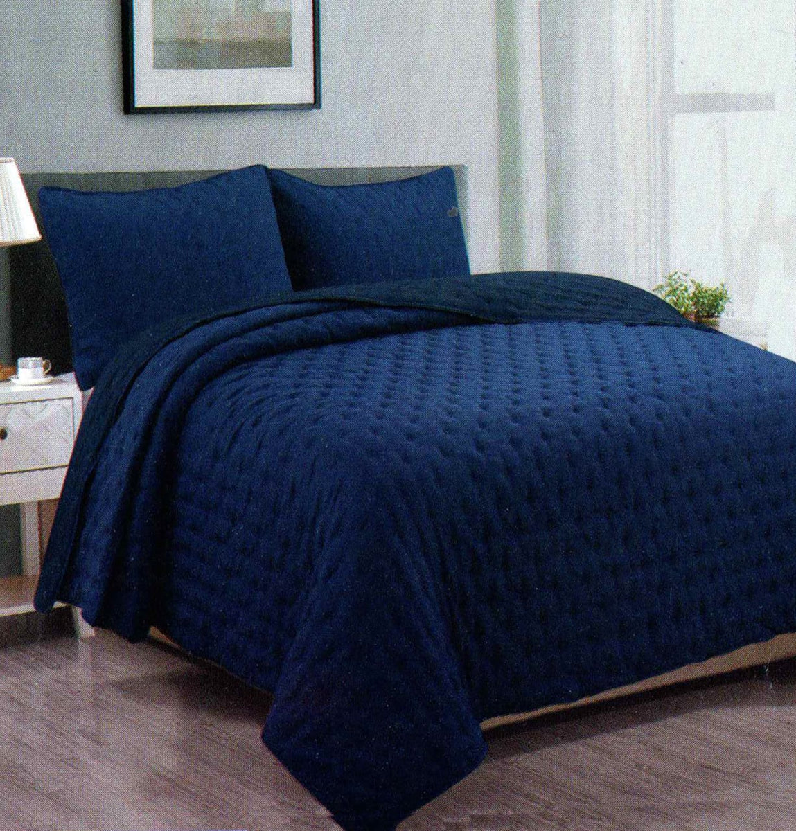Velvet Bed Spread Royal Blue