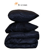 Cotton Sateen Stripe Sheet Black