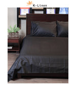 Cotton Sateen Stripe Sheet Black
