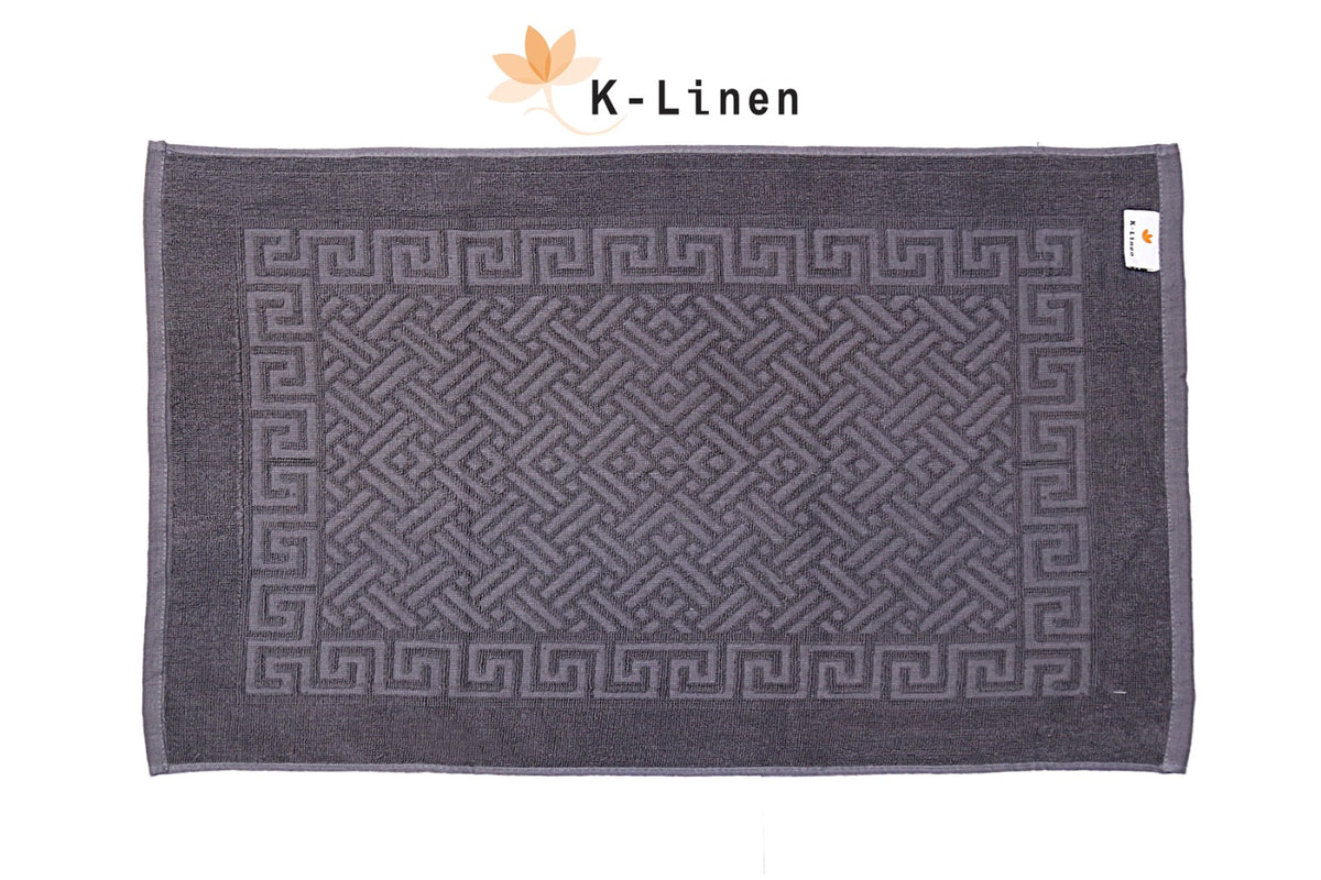 greek bath mat grey