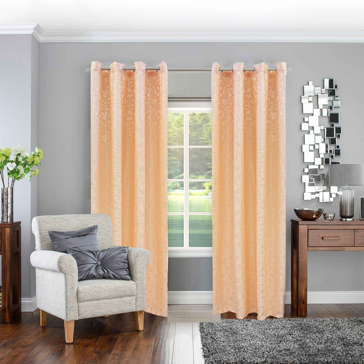 jacquard curtains with lining golden