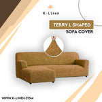 l shape terry sofa cover camel brown sofa cover.