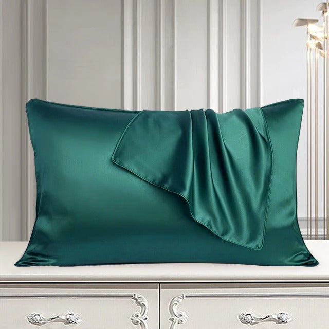 pair of satin pillow cover green pillow cover.