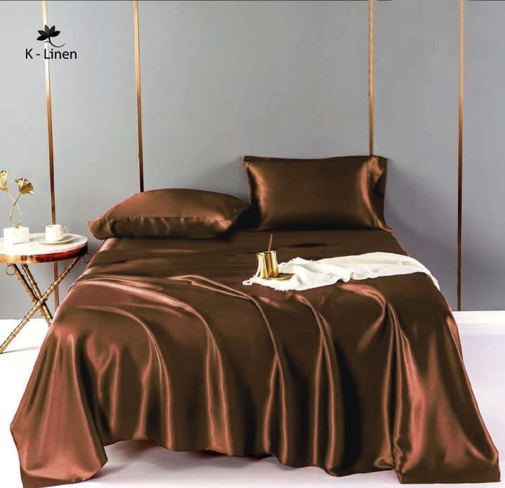 premium satin sheet brown