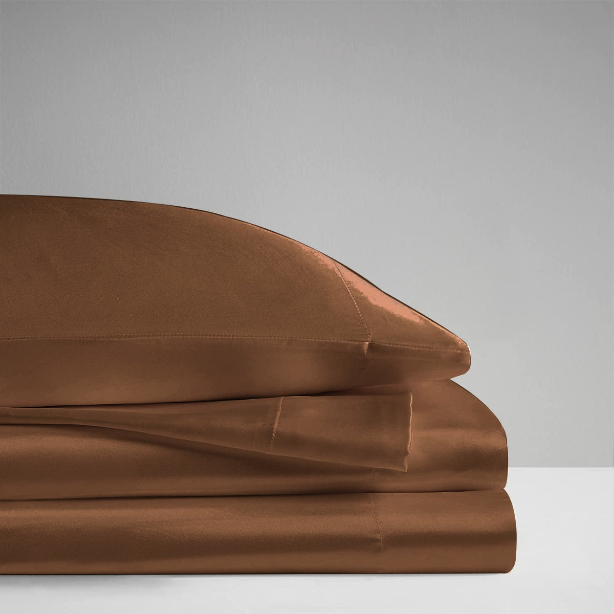 premium satin sheet brown