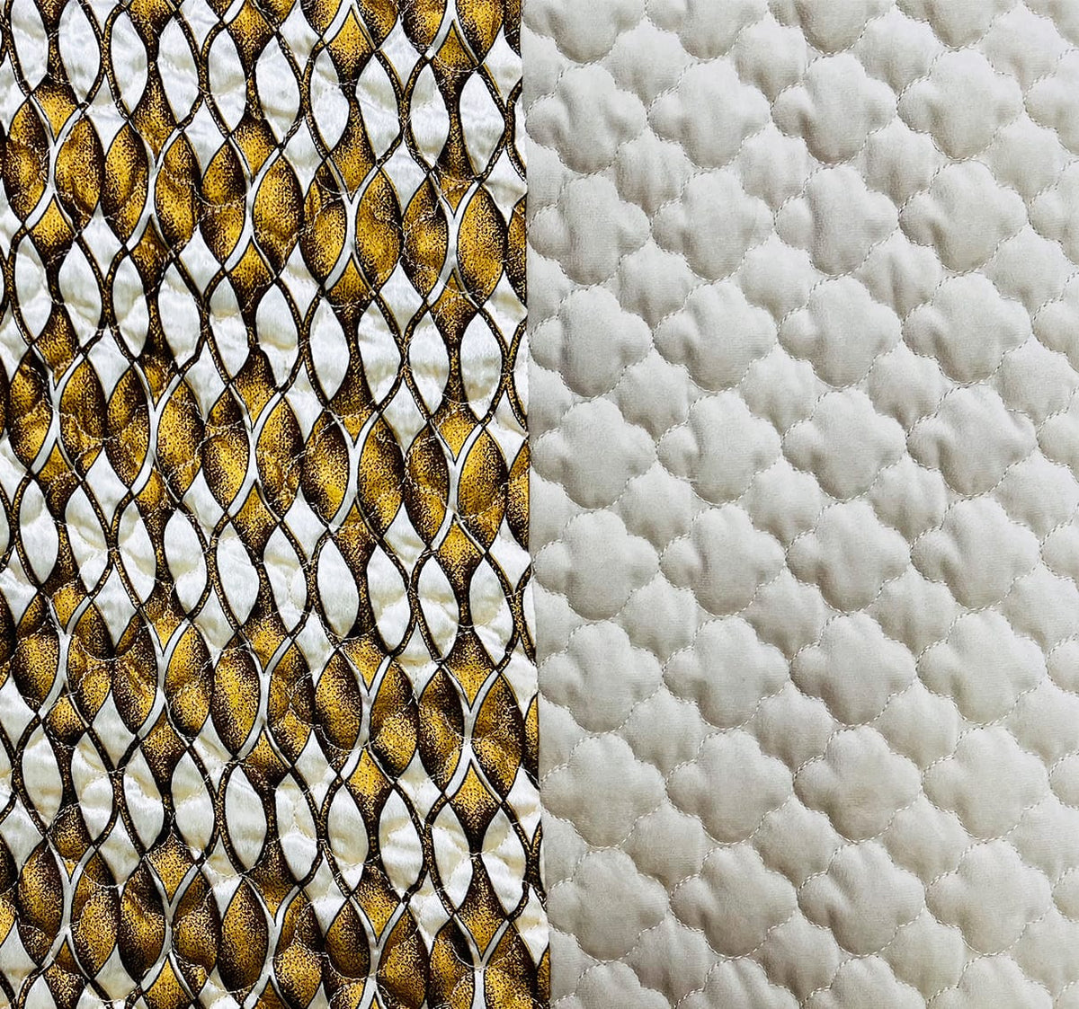 quilted bedspread set golden white
