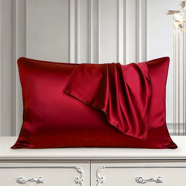 Pair of Satin Pillow Cover Red