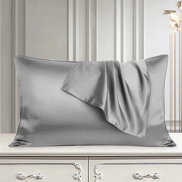 Pair of Satin Pillow Cover Grey