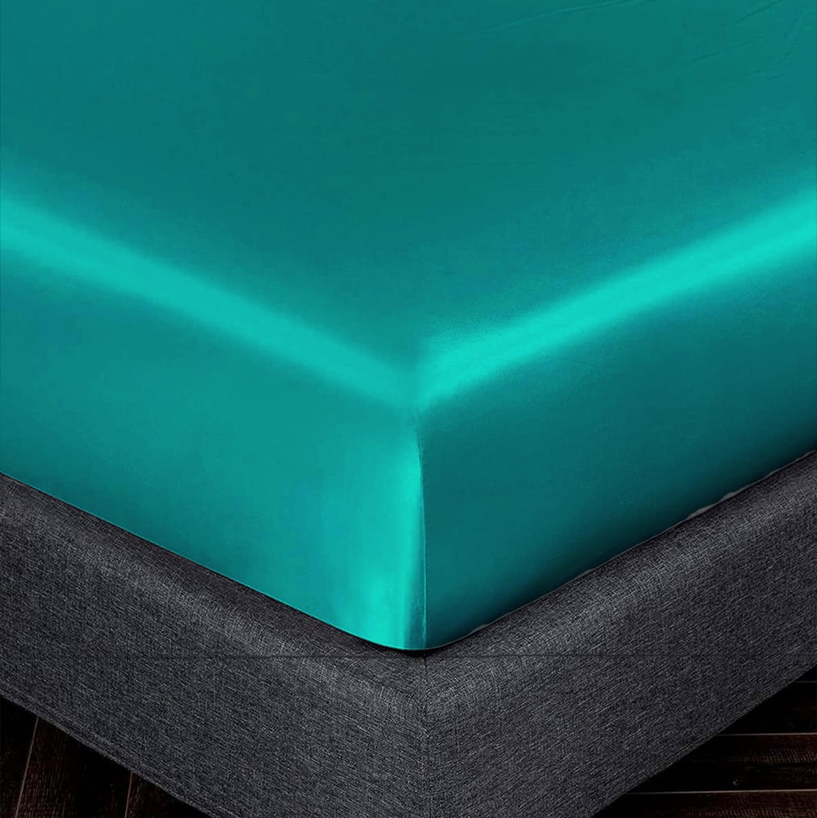 satin silk fitted sheet light blue