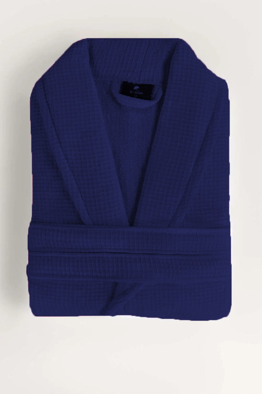 waffle bathrobe navy blue