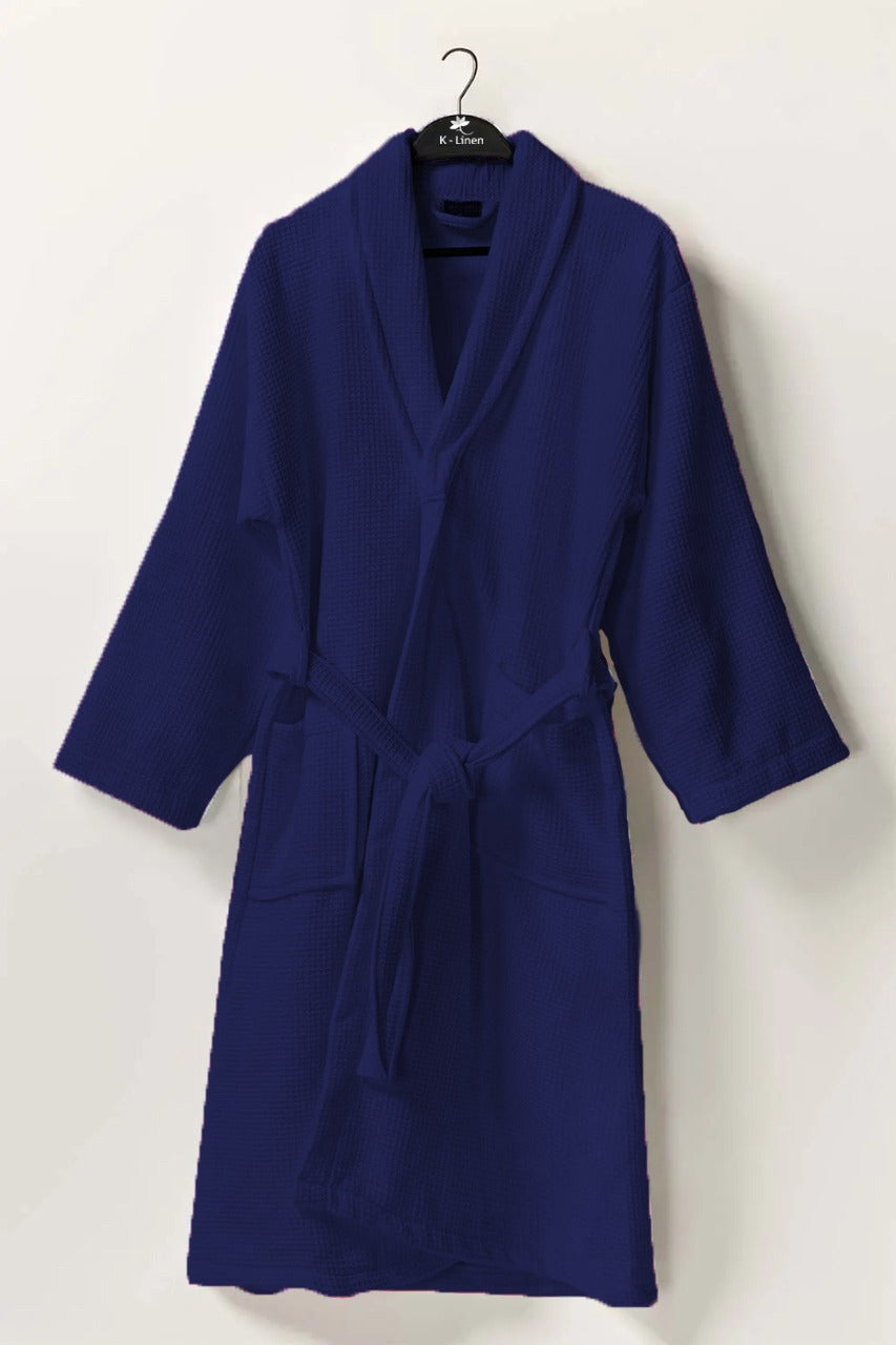 waffle bathrobe navy blue