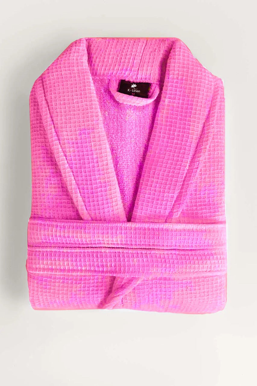 waffle bathrobe pink