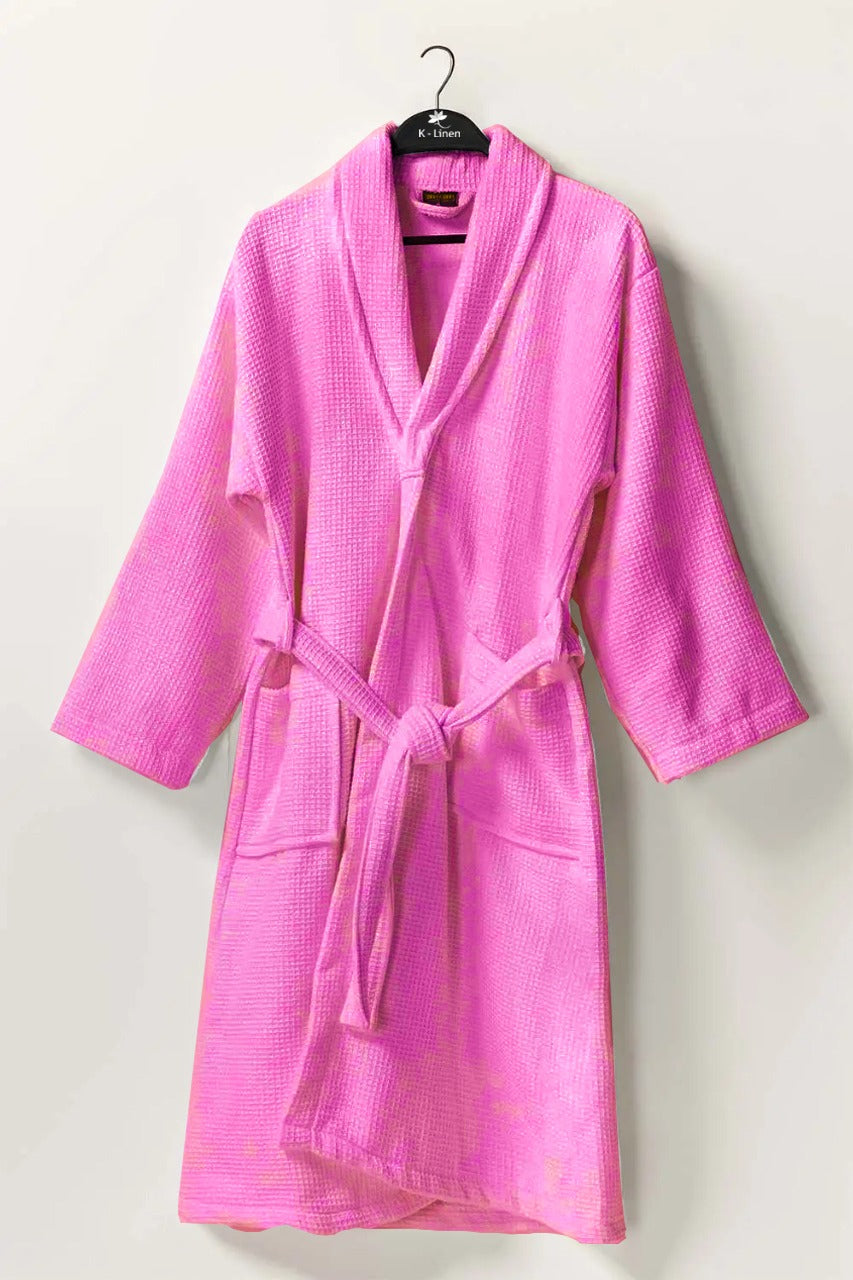 waffle bathrobe pink