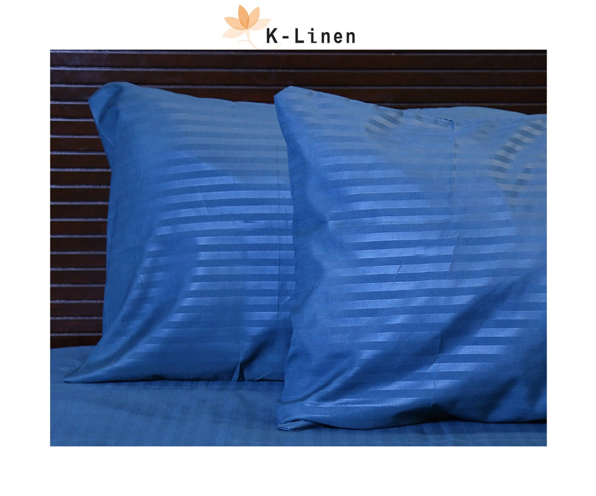 cotton satin stripe blue