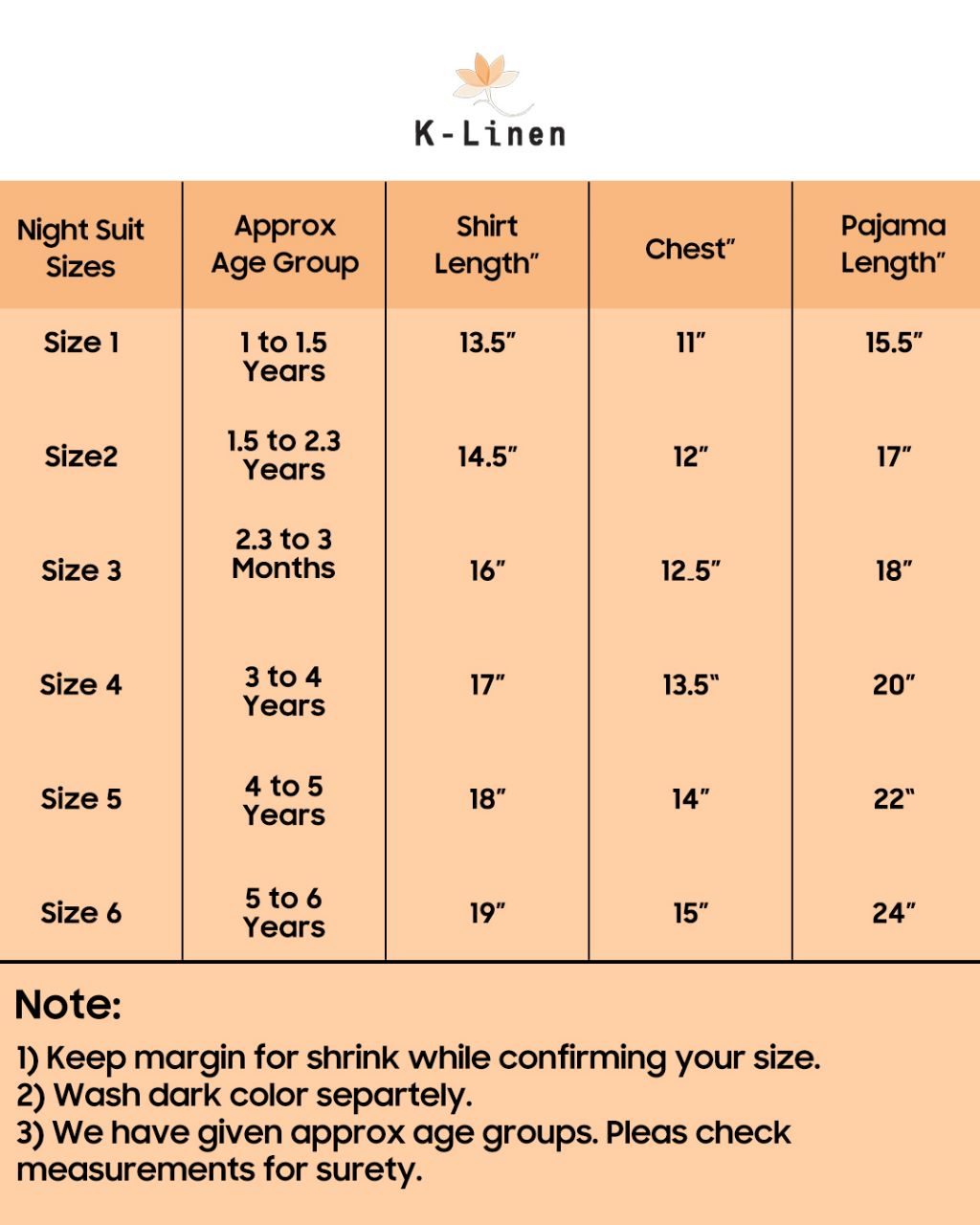 size chart