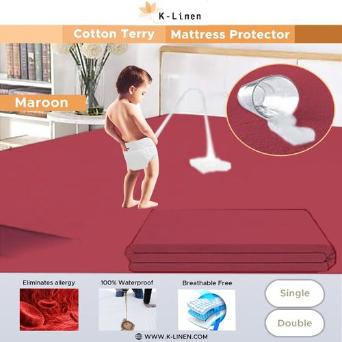 Water Proof Mattress Protector - Maroon