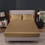 satin silk fitted sheet golden