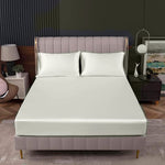 satin silk fitted sheet white
