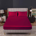 satin silk fitted sheet red