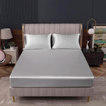 satin silk fitted sheet silver