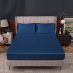 satin silk fitted sheet navy blue